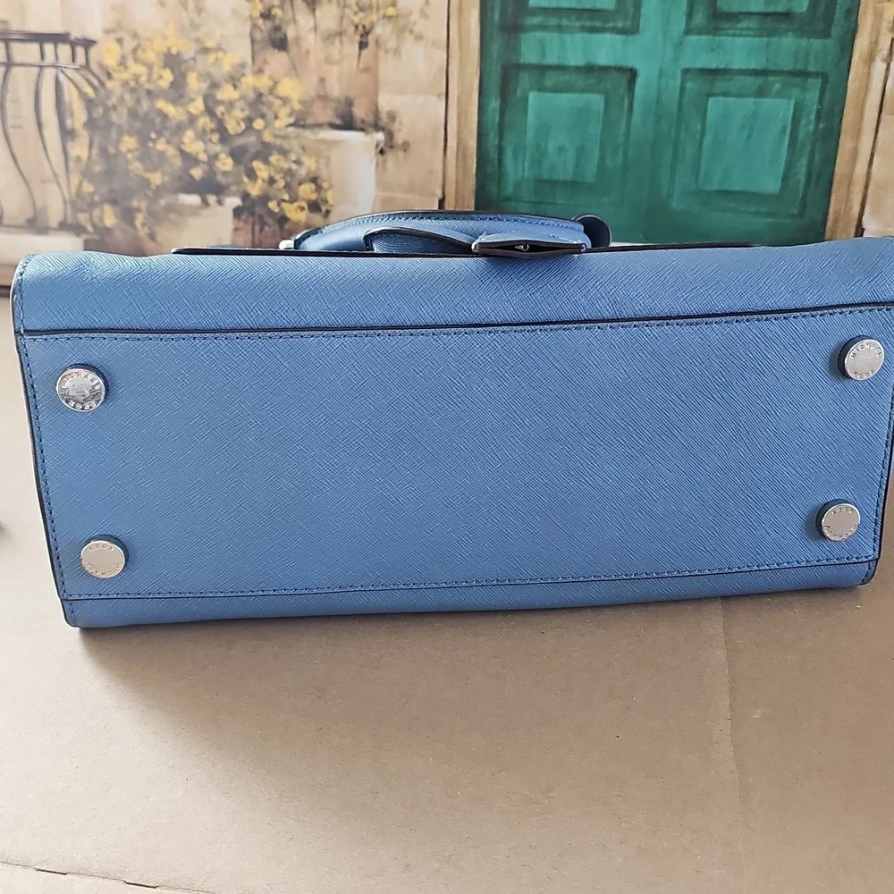 MICHAEL Michael Kors‎ Blue Saffiano Leather Large Emma Satchel